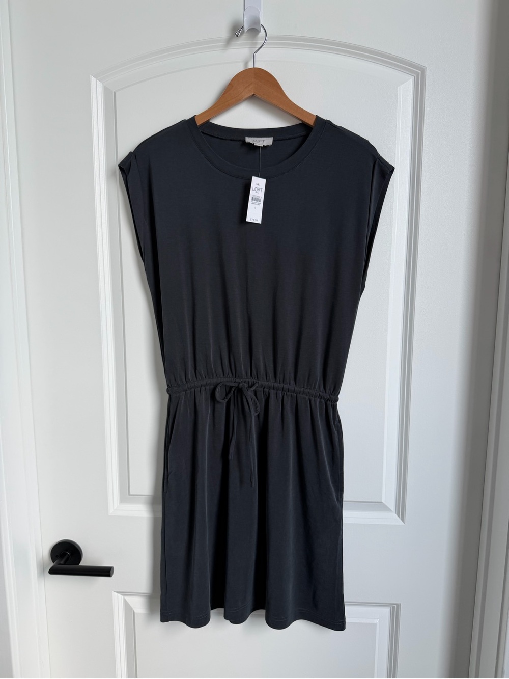 LOFT Outlet Black Drawstring Waist Dress